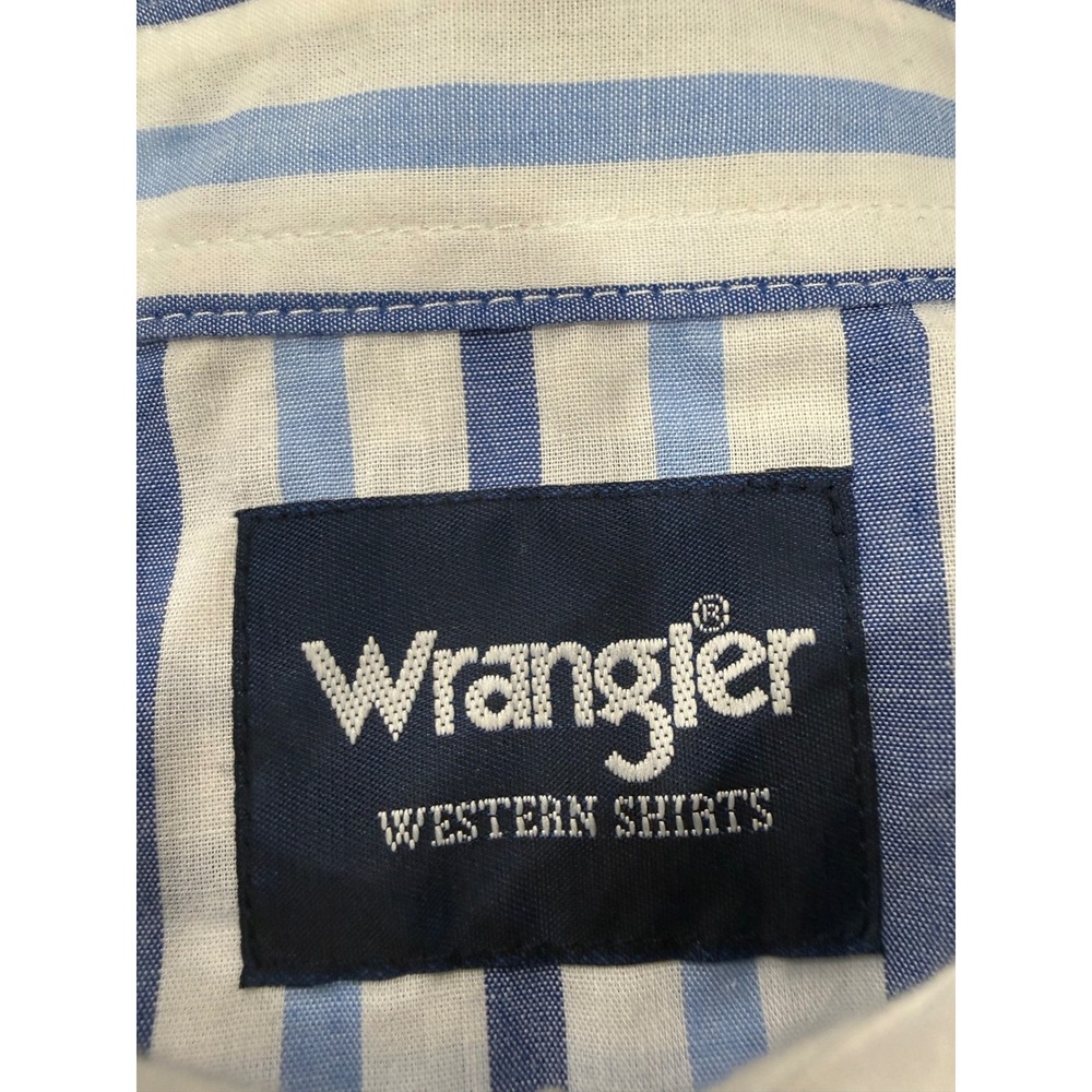 Wrangler Western Shirt Mens 3X Big Blue White Striped Pearl Snap Long Sleeve - Picture 3 of 8